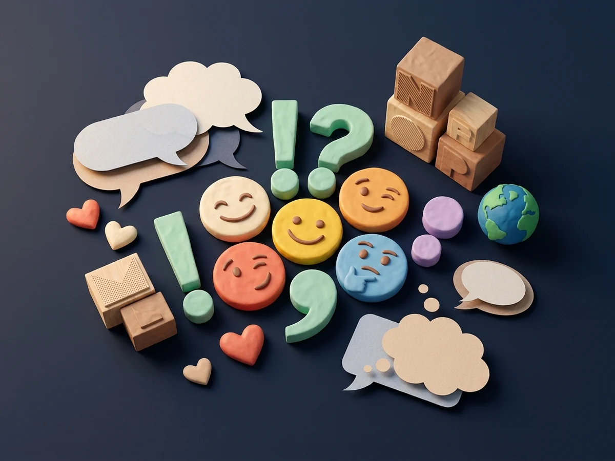 Original editorial illustration showing emoji as a colorful visual language